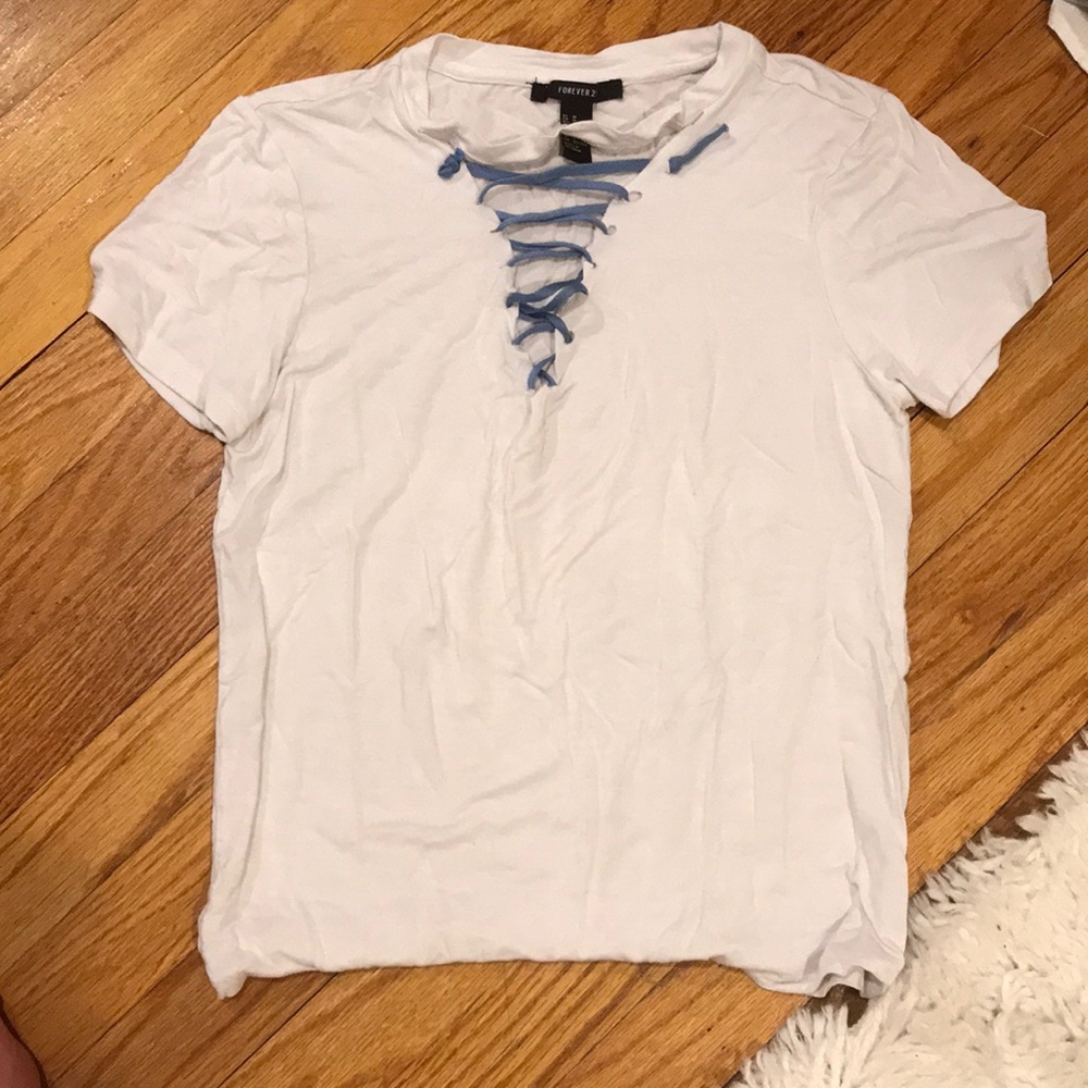 Lace up white t-shirt